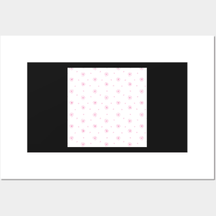 WHITE AND PINK FLORAL MEADOW Posters and Art